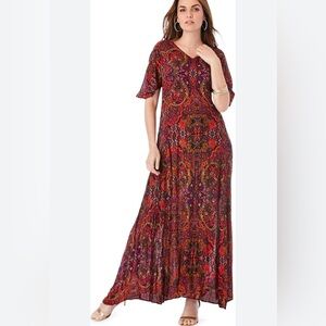 Elegant Multicolor Paisley Maxi Dress